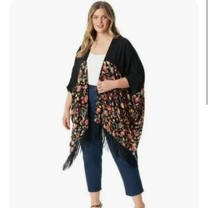 Floral Black Kimono Cardigan